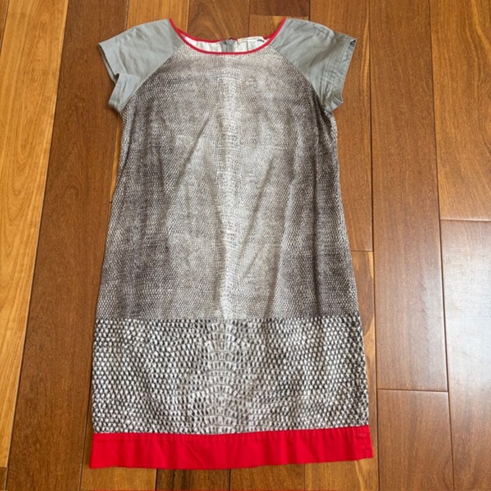 Kenneth Cole NY mixed print snakeskin mini dress with red trim